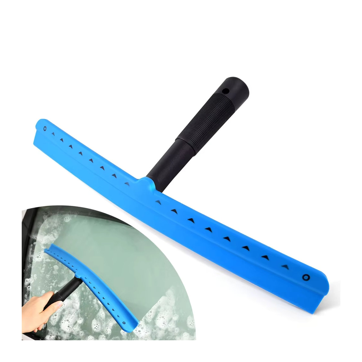 FOSHIO T-Shape Duschabzieher in Blau für Glas und Spiegel mit Wandbehang und Griff - Bild 6