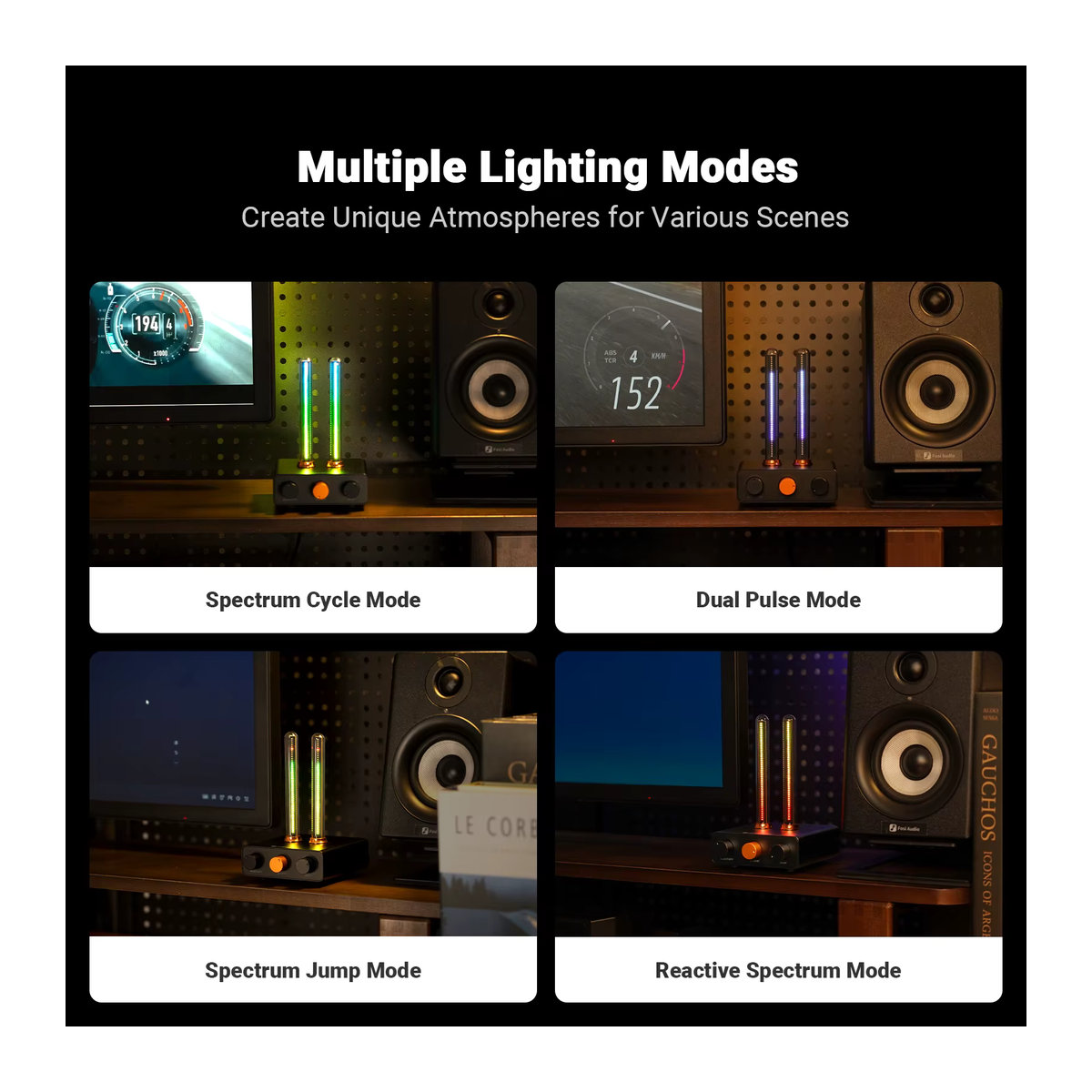 Fosi Audio AH-01A Visualizer Musik Rhythmus LED Umgebungslicht RGB Desktop Licht in Schwarz - Bild 5