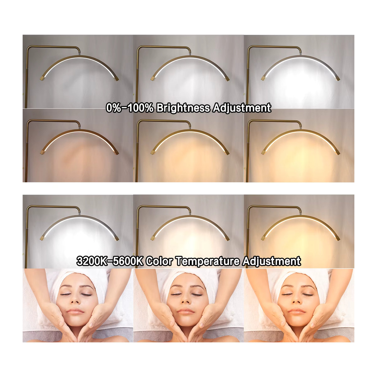 FOSOTO LED-Videoleuchte Halbmond U-förmiges Ringlicht für Tattoo Beauty Salon und Wimpern in minimalistischem Design - Bild 2