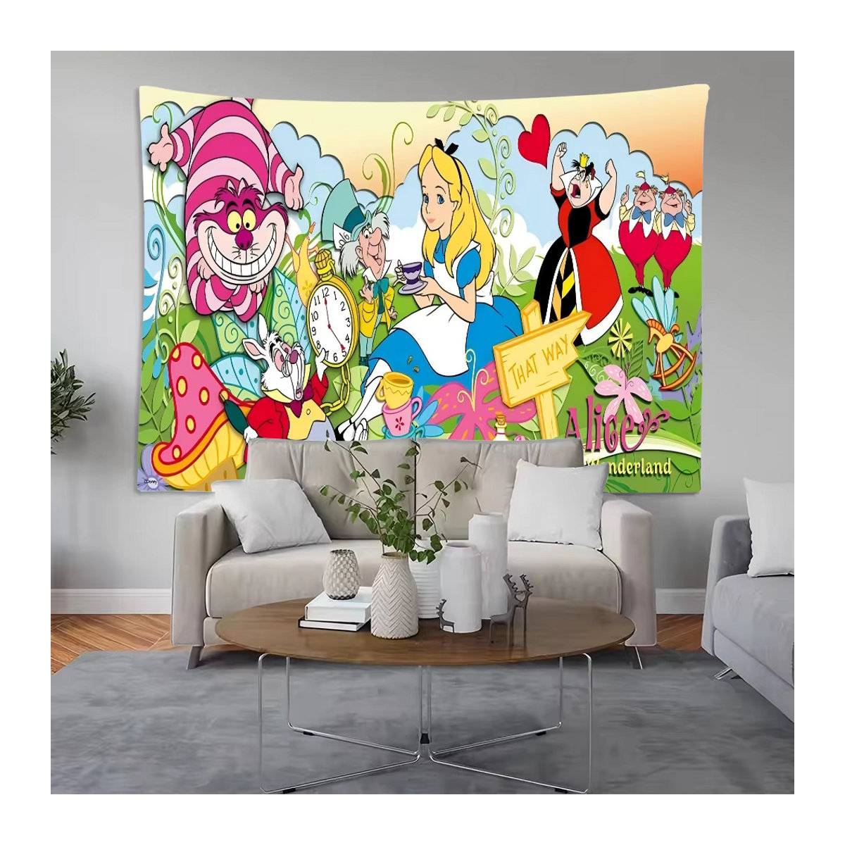 Fotohintergrund Alice im Wunderland Cartoon Design für Kinder und Familienporträts, mehrfarbig, rechteckig - Bild 3