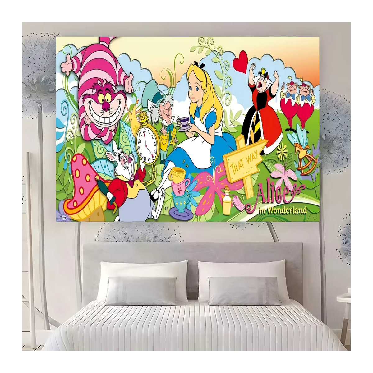 Fotohintergrund Alice im Wunderland Cartoon Design für Kinder und Familienporträts, mehrfarbig, rechteckig - Bild 5