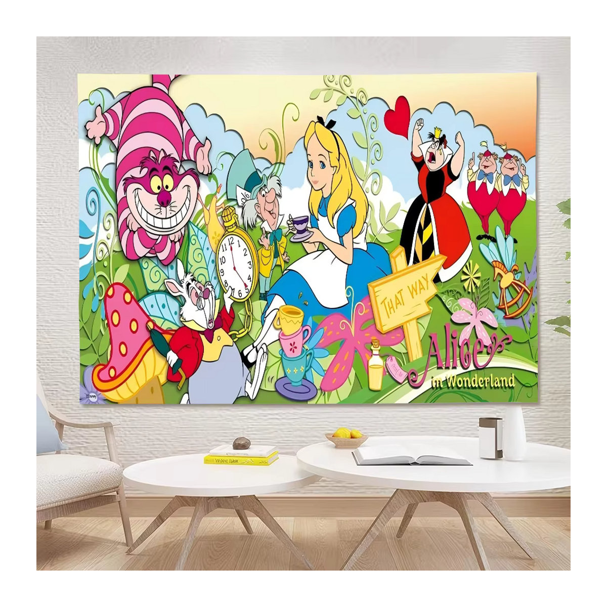 Fotohintergrund Alice im Wunderland Cartoon Design für Kinder und Familienporträts, mehrfarbig, rechteckig - Bild 6