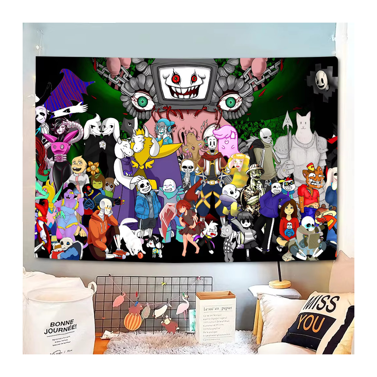 Fotohintergrund mit Anime Undertale Design im tropischen Sommer-Stil, mehrfarbig, rechteckig - Bild 1
