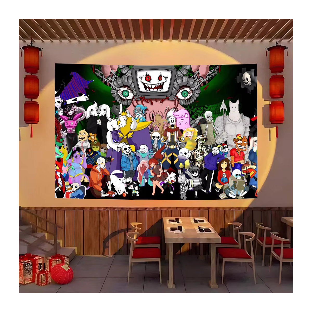 Fotohintergrund mit Anime Undertale Design im tropischen Sommer-Stil, mehrfarbig, rechteckig - Bild 2