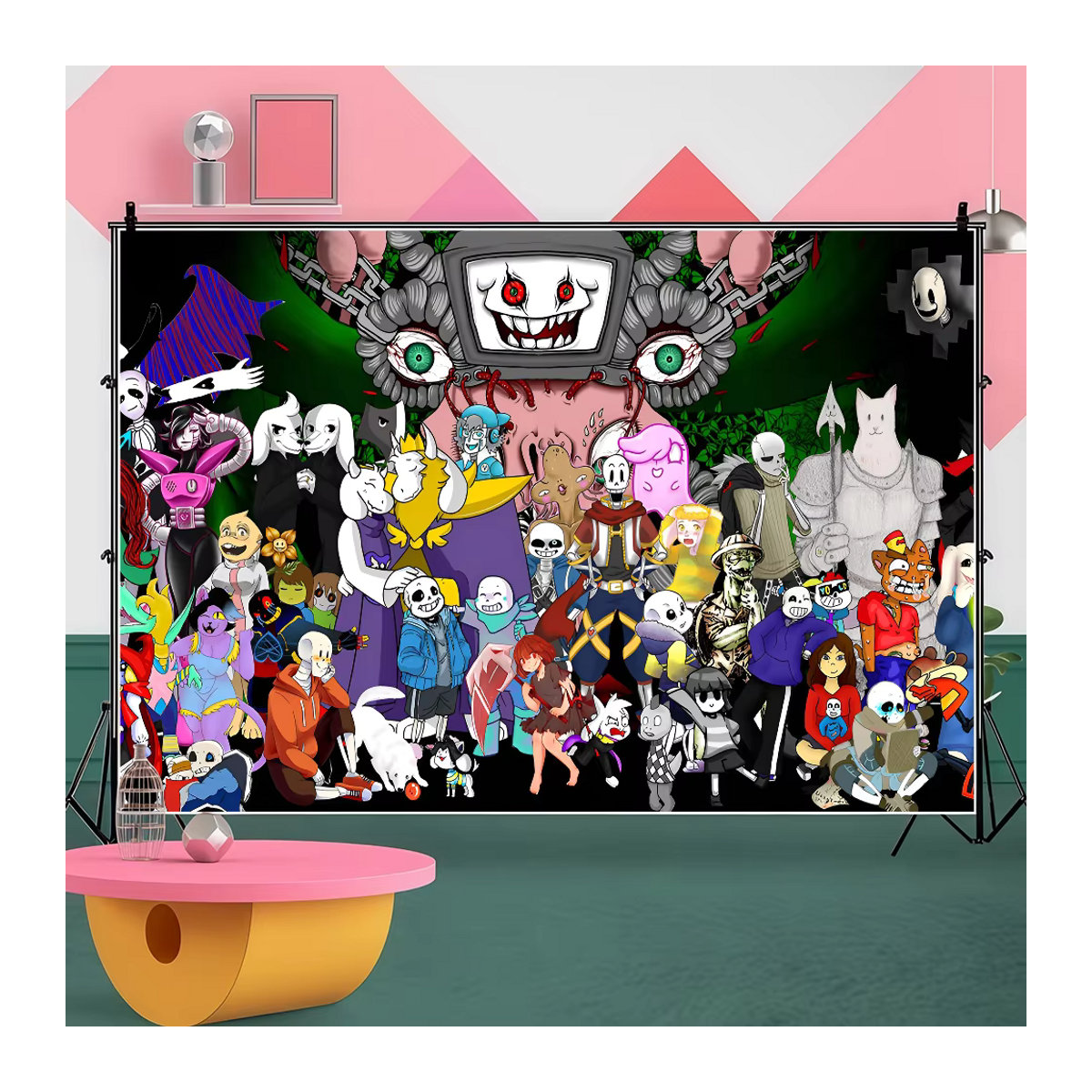 Fotohintergrund mit Anime Undertale Design im tropischen Sommer-Stil, mehrfarbig, rechteckig - Bild 3
