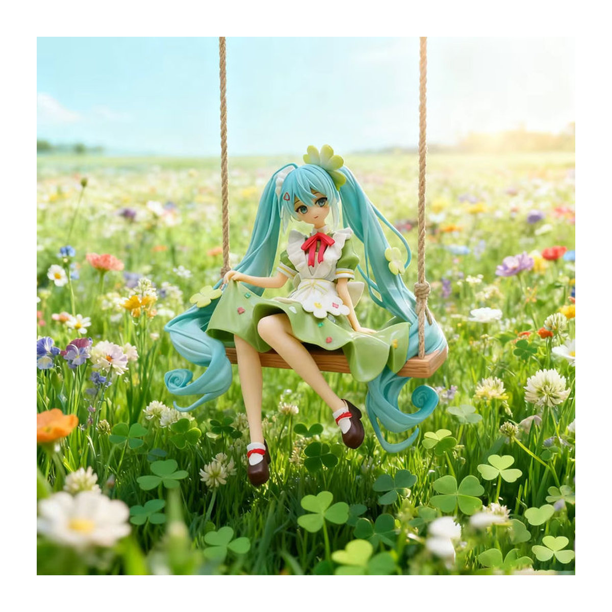 Four-Leaf Clover Fairy Anime Princess Figur in Grün aus Kunstharz als dekoratives Ornament - Bild 2