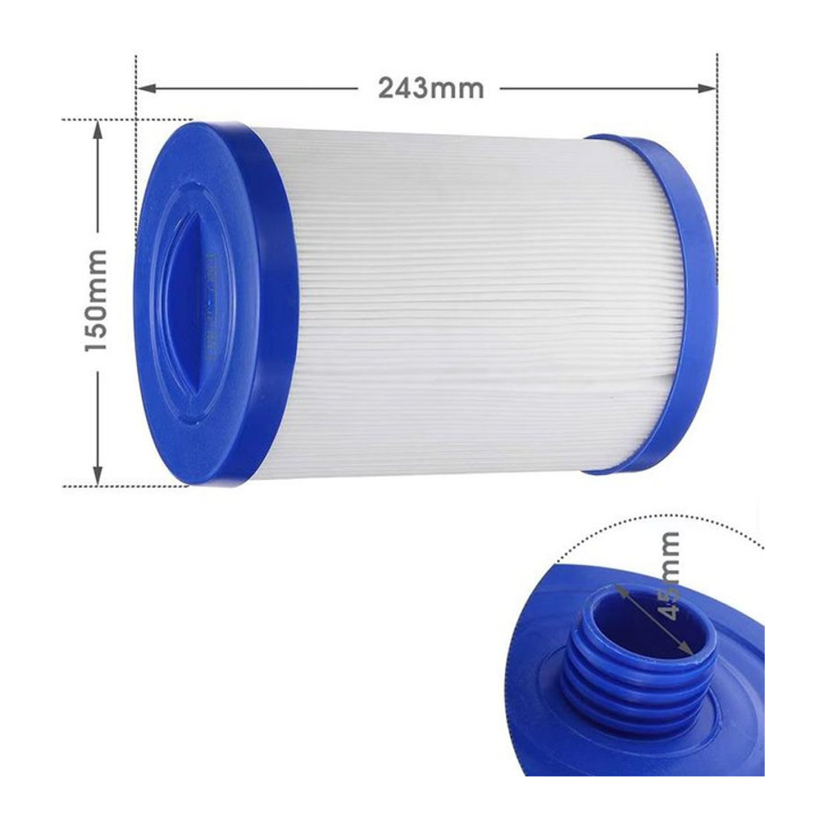 Fowoy Whirlpoolfilter Blau für PWW50 6CH-940 Filterwanne Schwimmbadzubehör B: 24,3 cm, T: 15 cm - Bild 1