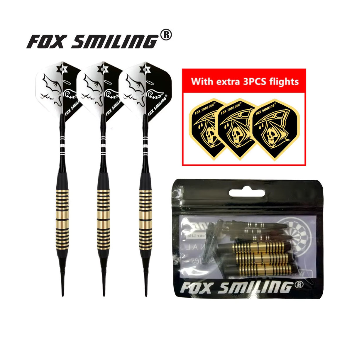 Fox Smiling 3er Set elektronische Softdarts mit Kupferfass und Aluminiumschienen in Bunt, 18 g - Bild 5