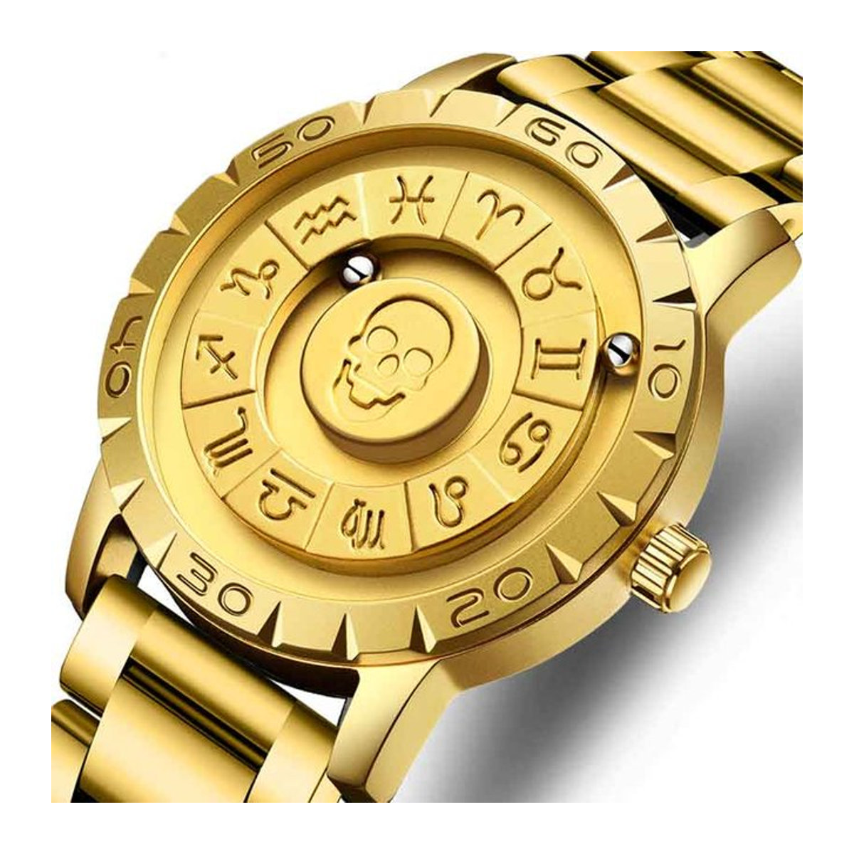 FOXBOX Herren Quarzarmbanduhr in Gold mit schwimmendem Magnetzeiger und minimalistischem Analog-Design - Bild 1