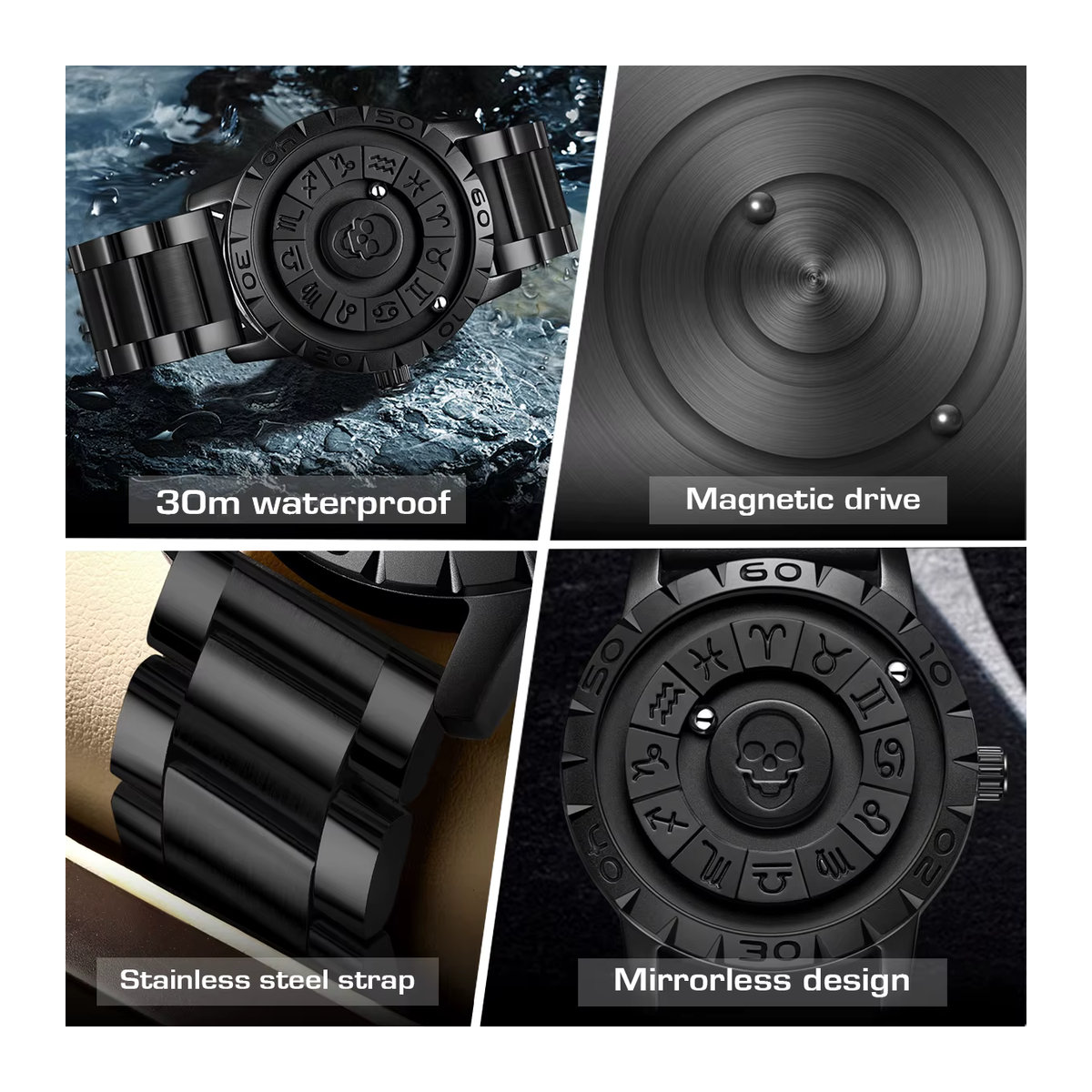 FOXBOX Herren Quarzarmbanduhr in Gold mit schwimmendem Magnetzeiger und minimalistischem Analog-Design - Bild 5