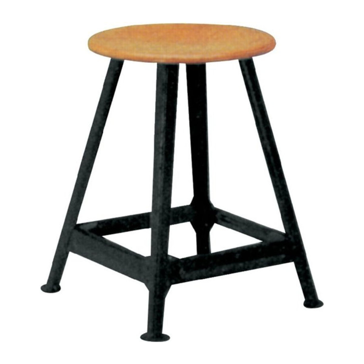 FP Barhocker Industrial mit Rundsitz aus Holz und Vierbein aus Metall, Schwarz/Natur, Höhe: 50 cm, Durchmesser: 35 cm - Bild 1