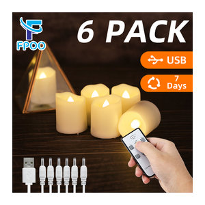 FPOO LED Flammenlose Kerzen mit Flackereffekt, elektrische Teelichter in Weiß mit Fernbedienung und Timer, USB-aufladbar für Hochzeit und Home Deko