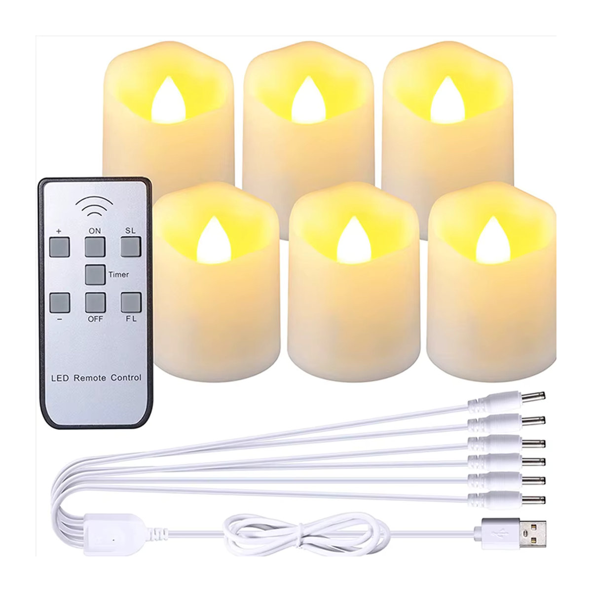 FPOO LED Flammenlose Kerzen mit Flackereffekt, elektrische Teelichter in Weiß mit Fernbedienung und Timer, USB-aufladbar für Hochzeit und Home Deko - Bild 6