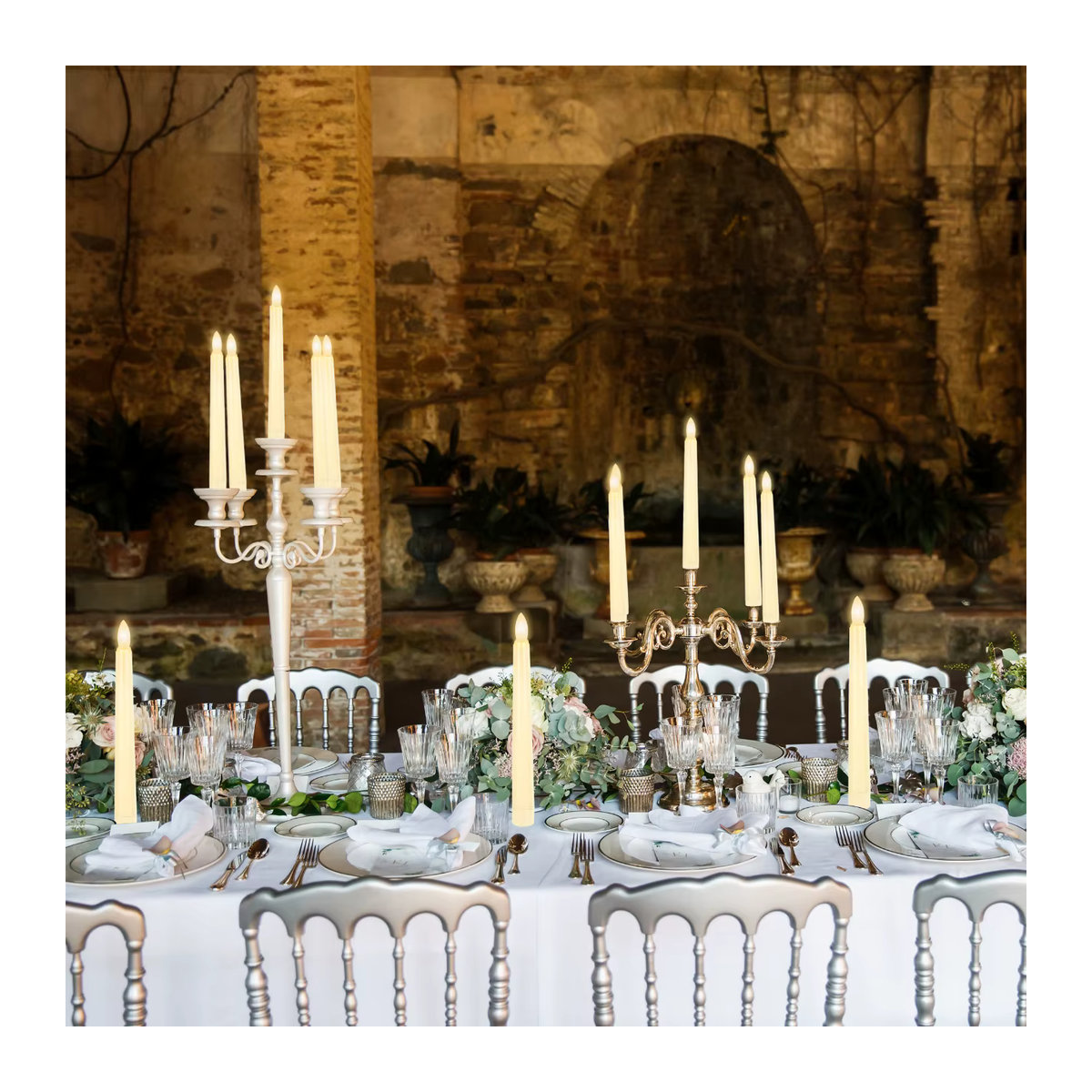 FPOO LED-Stabkerze in Weiß mit Flackereffekt und Timer für Hochzeit und Weihnachten - Bild 4