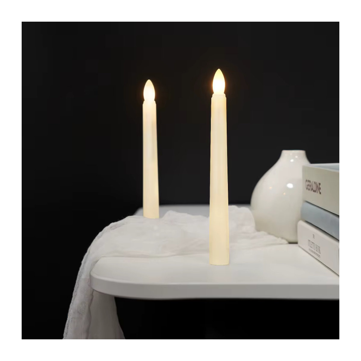FPOO LED-Stabkerze in Weiß mit Flackereffekt und Timer für Hochzeit und Weihnachten - Bild 6