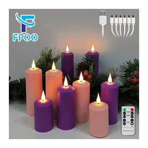 FPOO LED-Teelicht lila, wiederaufladbare elektrische Kerze mit Flackereffekt und Timer, USB-Betrieb, dekorativ für Hochzeit und Weihnachten