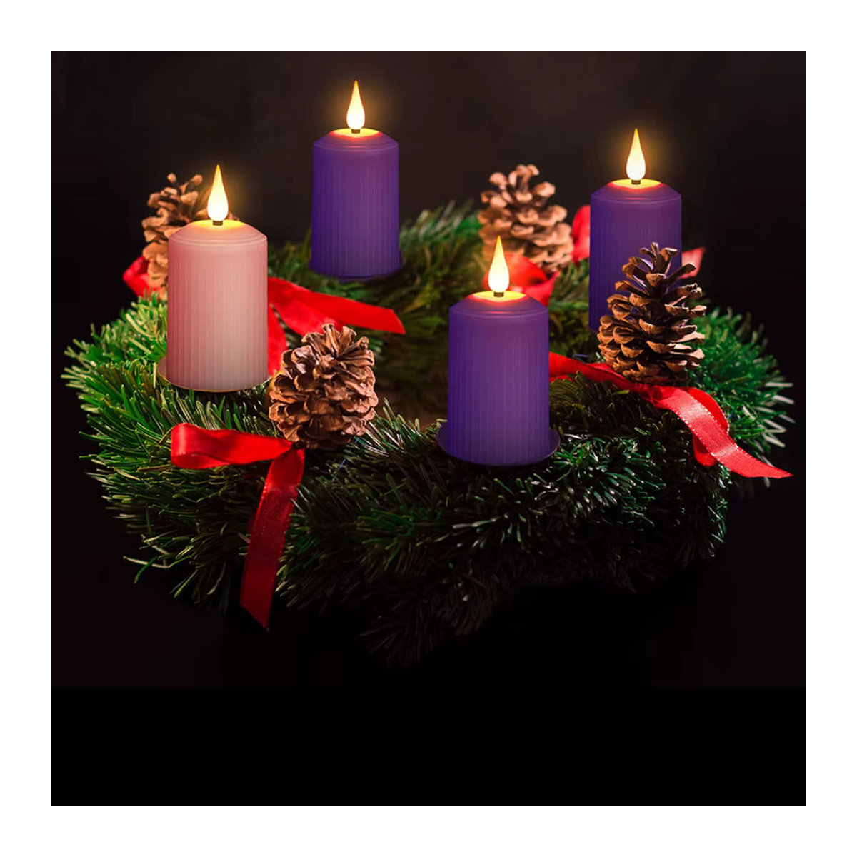 FPOO LED-Teelicht lila, wiederaufladbare elektrische Kerze mit Flackereffekt und Timer, USB-Betrieb, dekorativ für Hochzeit und Weihnachten - Bild 2