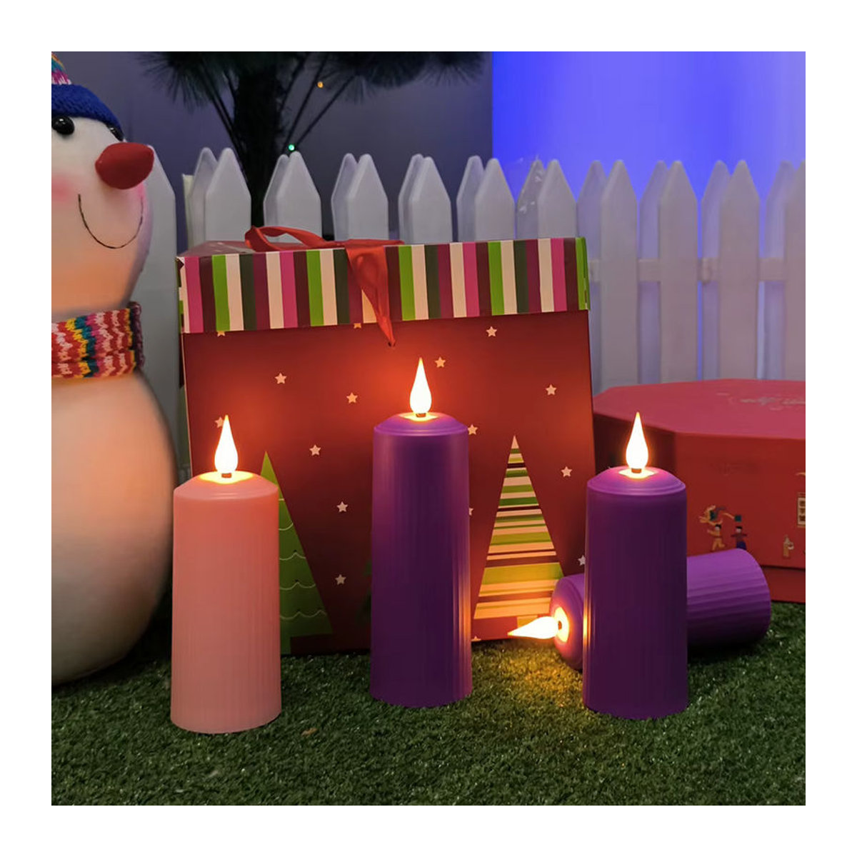 FPOO LED-Teelicht lila, wiederaufladbare elektrische Kerze mit Flackereffekt und Timer, USB-Betrieb, dekorativ für Hochzeit und Weihnachten - Bild 3