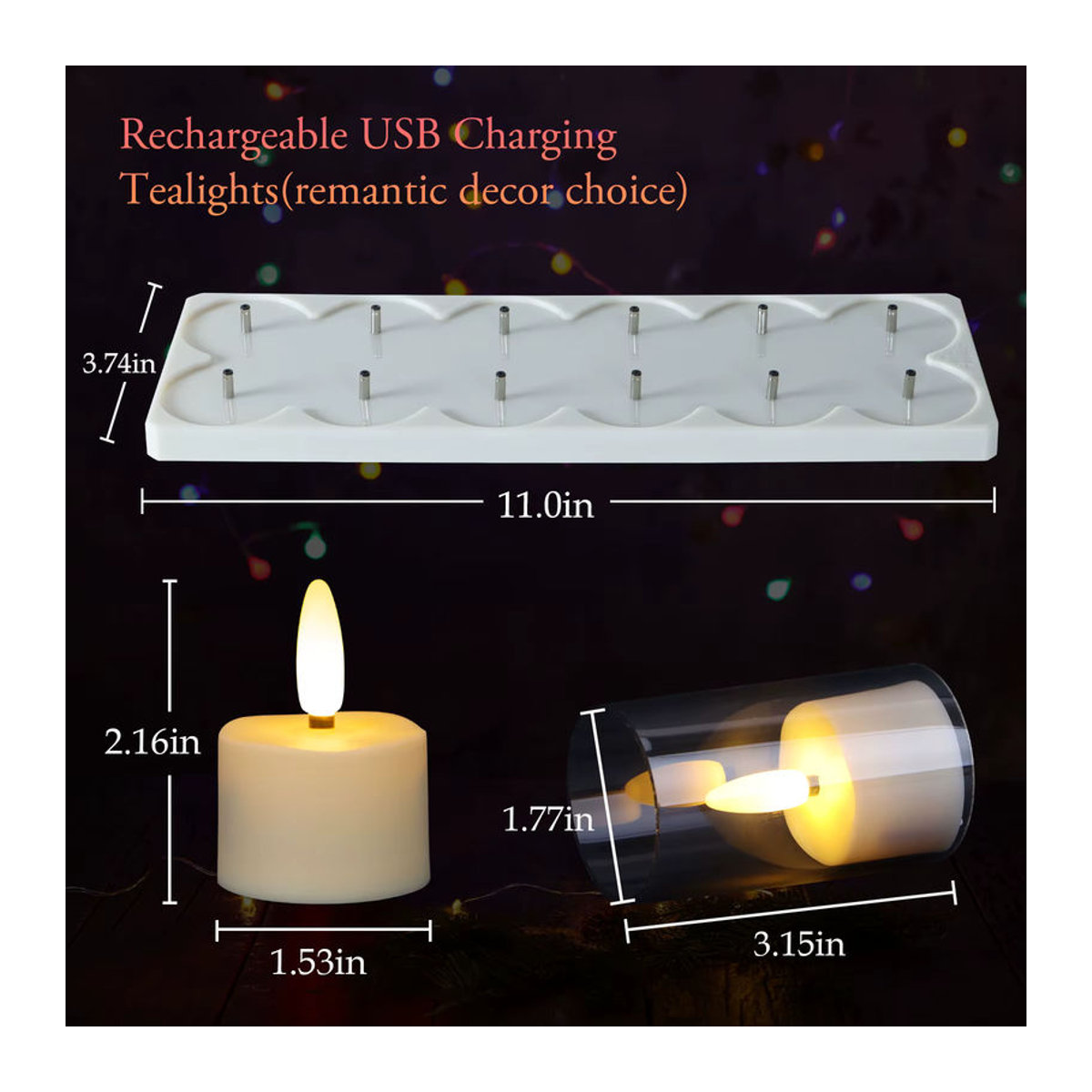 FPOO LED Teelicht Set mit Flackereffekt und Timer, wiederaufladbar via USB, flammenlose Kerzen in Schwarz und Weiß für deine Weihnachtsdekoration - Bild 4