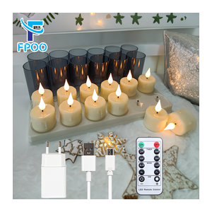 FPOO Wiederaufladbare LED-Teelichter in Weiß mit Fernbedienung und Timer, USB-elektrische flammenlose Kerzen für deine Heimdekoration