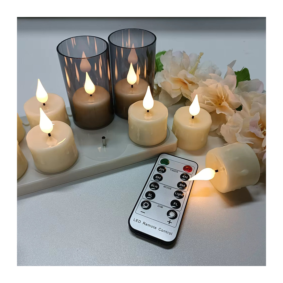 FPOO Wiederaufladbare LED-Teelichter in Weiß mit Fernbedienung und Timer, USB-elektrische flammenlose Kerzen für deine Heimdekoration - Bild 2