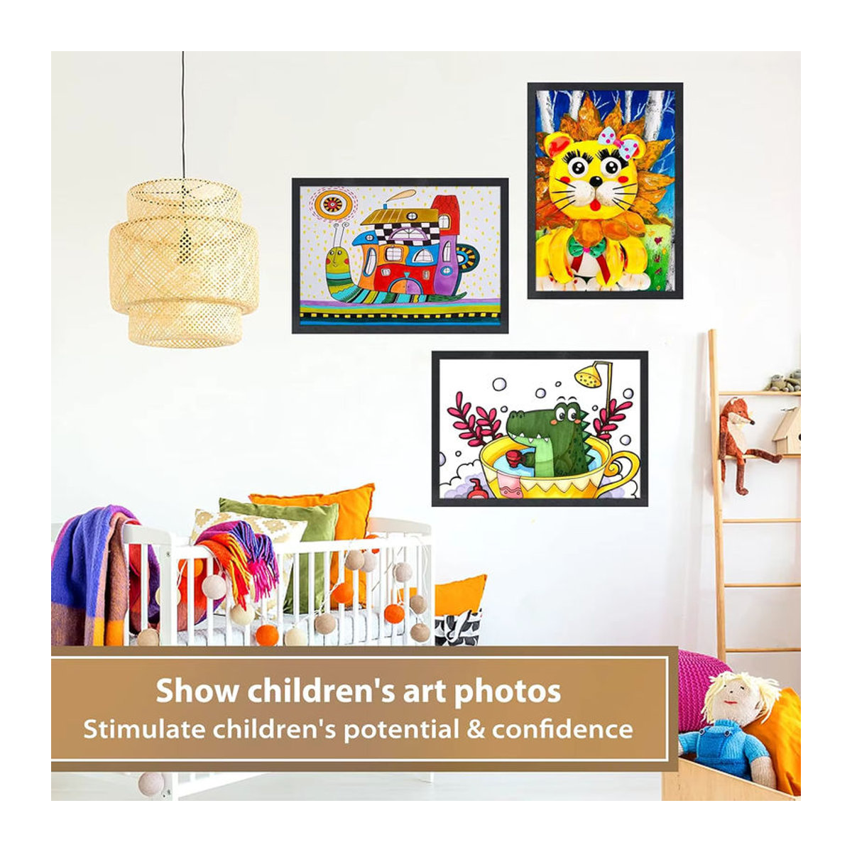 Frametory Magnetische Bilderrahmen für Kinder, Rechteckige Kunstrahmen in Schwarz, A6, Wandmontage - Bild 6