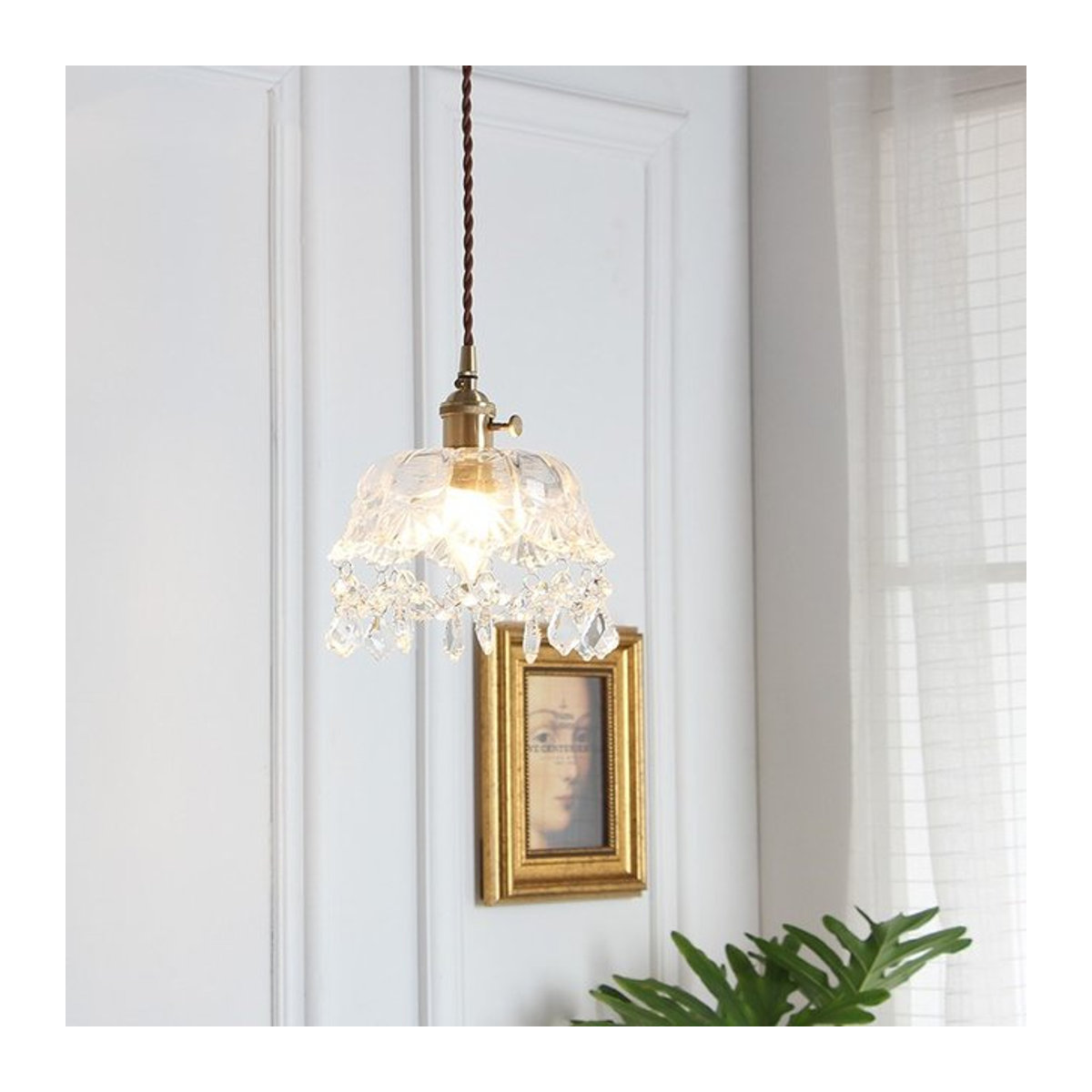 Französischer Retro-Kronleuchter aus Kristallglas und Kupfer in Messingfarben für Schlafzimmer und Flur - Bild 1