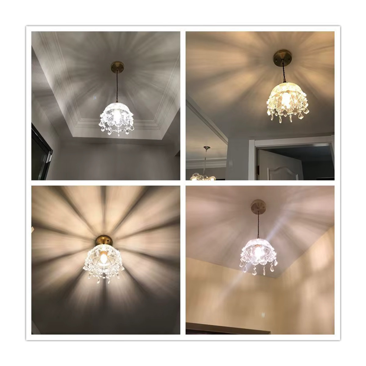 Französischer Retro-Kronleuchter aus Kristallglas und Kupfer in Messingfarben für Schlafzimmer und Flur - Bild 3