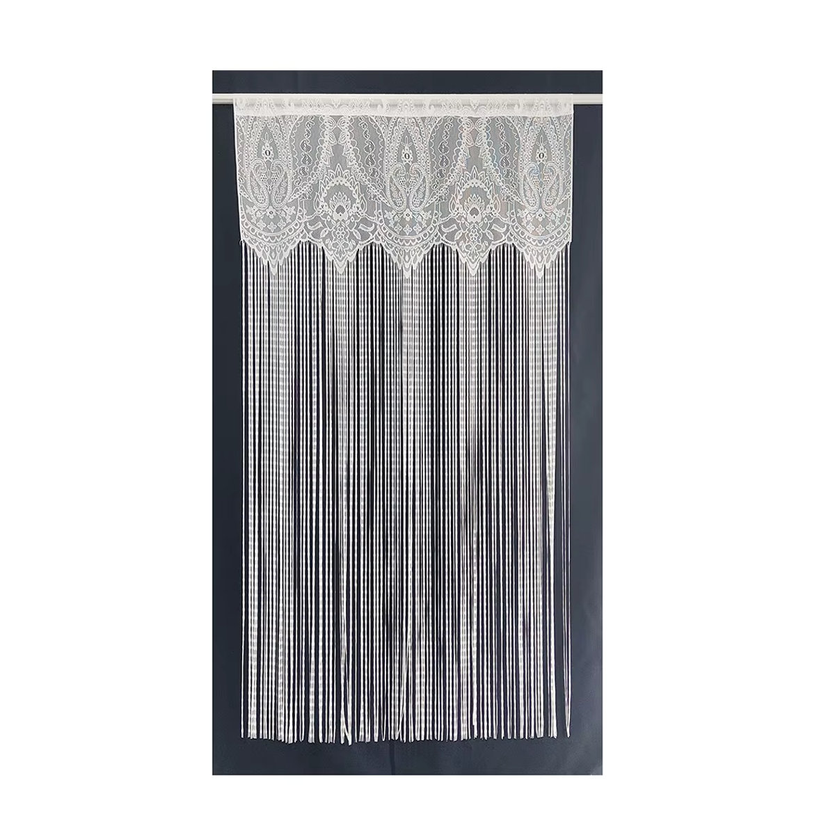Französischer Vintage-Türvorhang mit Spitze und Quaste in Weiß, transparenter Fenstervorhang für Küche, Wohnzimmer und Balkon - Bild 7