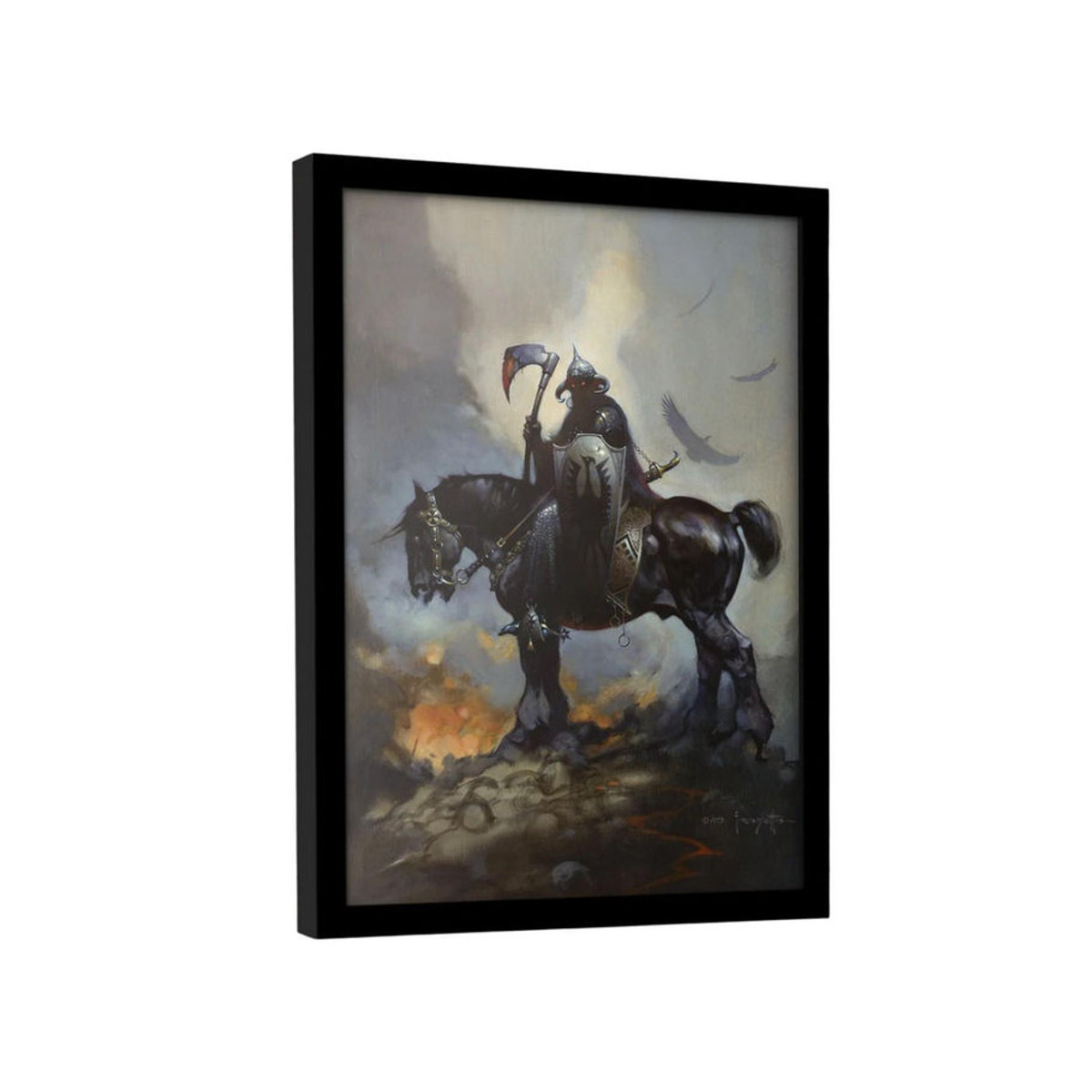 Frazetta Death Dealer Gerahmtes Poster mit Tier-Motiv in Grau, Schwarz und Mehrfarbig, Breite: 40 cm, Höhe: 40 cm - Bild 2
