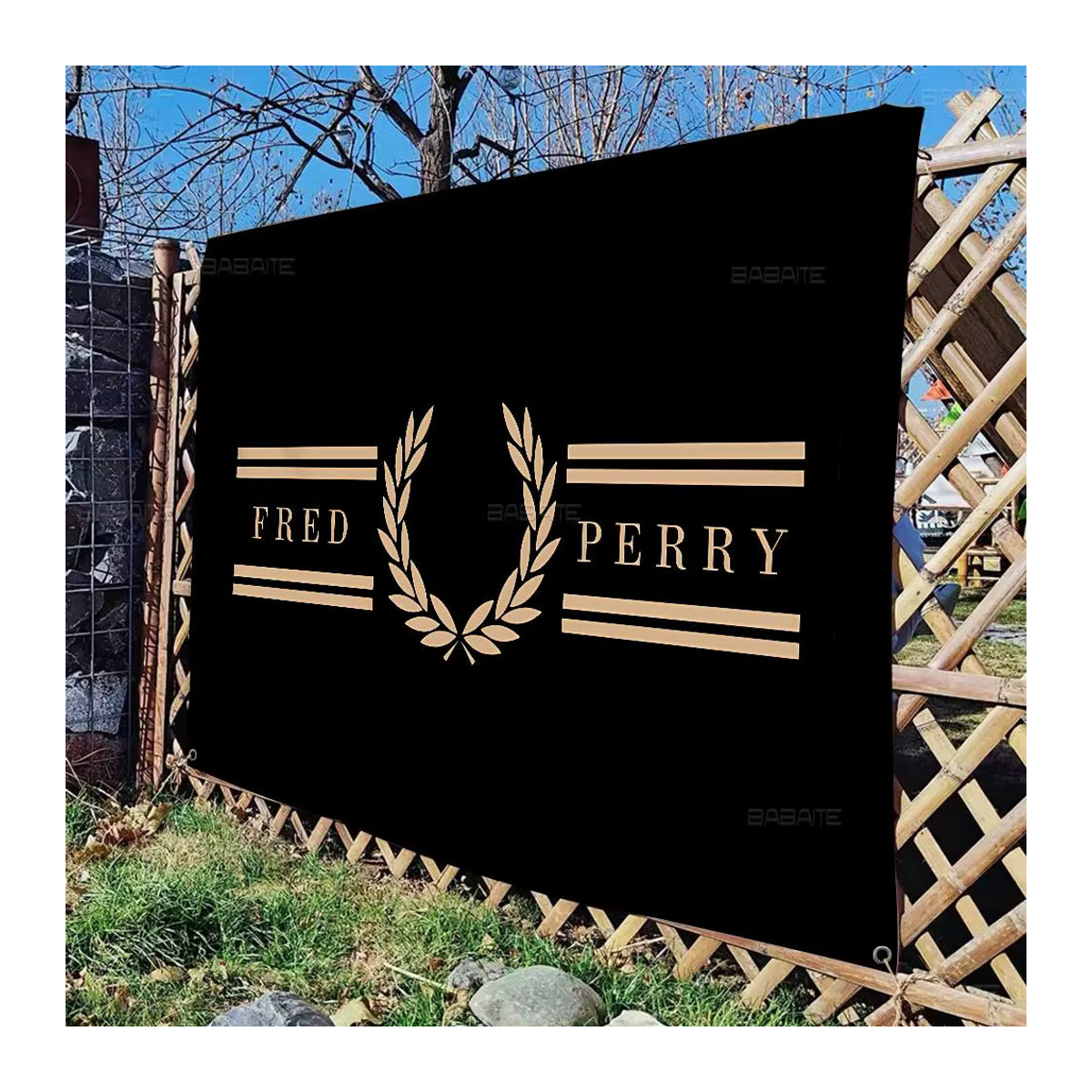 FRED PERRY Wandbehang Japanische Flagge in Schwarz als Textil-Kunstdruck für deine Heimdekoration - Bild 3
