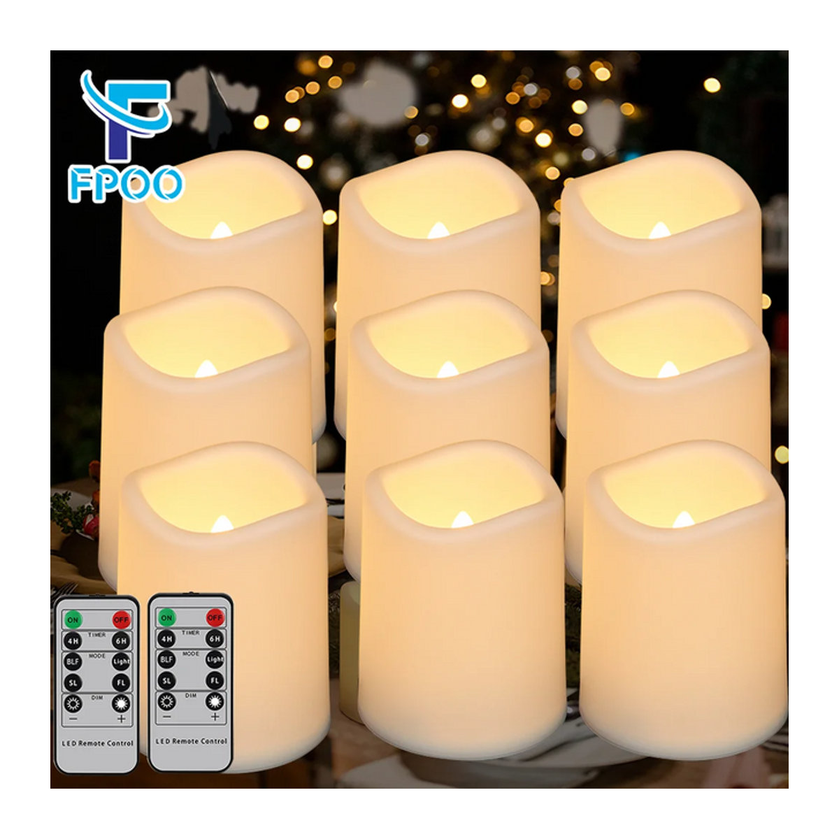 FREEPOWER LED Stumpenkerze in Weiß, zylindrische batteriebetriebene Flammenlose Kerze mit Fernbedienung, B/T/H: 7,62 x 7,62 x 10,16 cm - Bild 1
