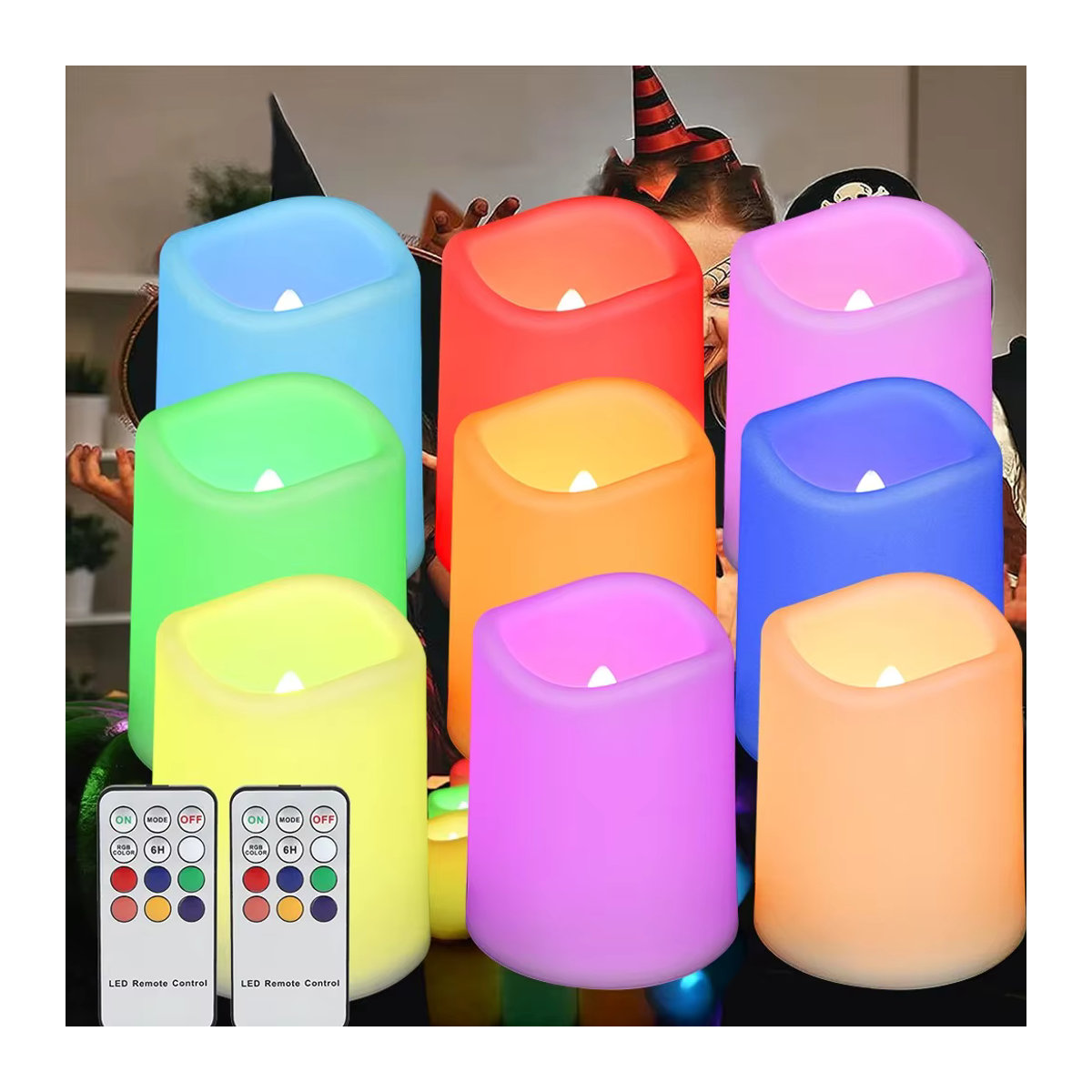 FREEPOWER LED Stumpenkerze in Weiß, zylindrische batteriebetriebene Flammenlose Kerze mit Fernbedienung, B/T/H: 7,62 x 7,62 x 10,16 cm - Bild 2