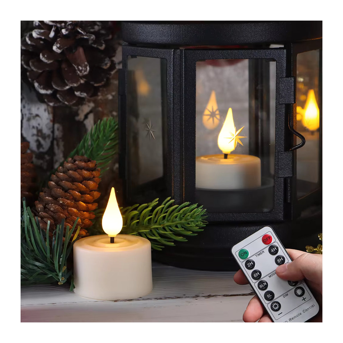 FREEPOWER LED-Teelichter Set mit Fernbedienung und Timer, wiederaufladbare flammenlose Kerzen in Schwarz und Weiß, zylindrische Dekoration für Hochzeit und Heimdekoration - Bild 5