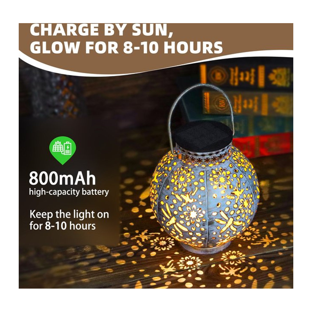 FREEPOWER Solar Laterne LED Outdoor Gartenlampe IP65 Wasserdicht Braun Klassisch - Bild 1