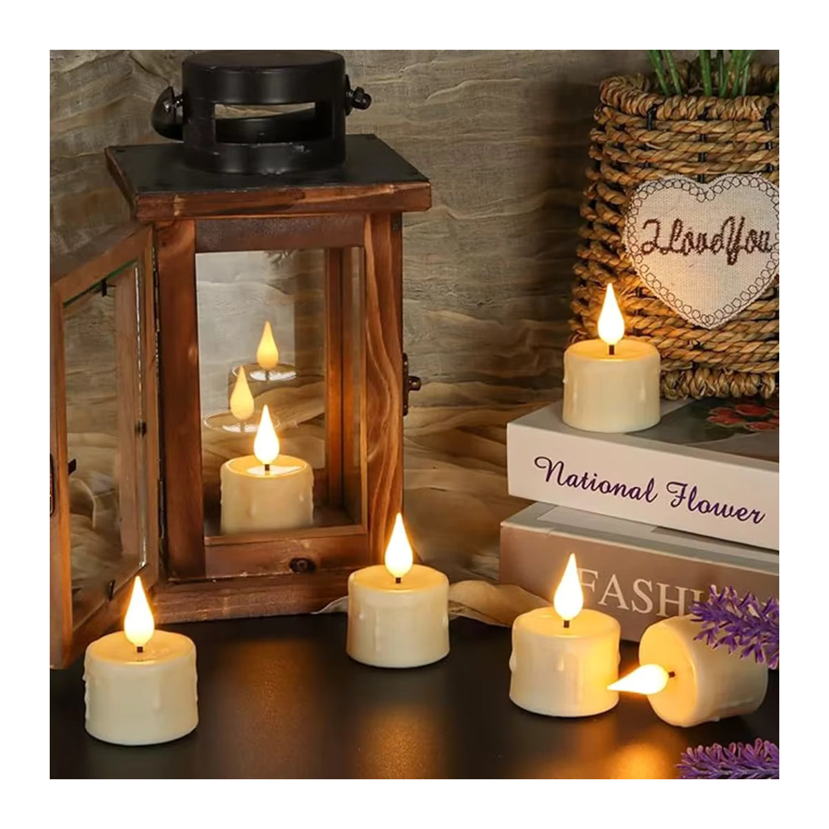 FREEPOWER Wiederaufladbare LED-Stumpenkerzen mit Fernbedienung in Beige, 12er Set, Zylindrische Flammenlose Kerzen aus Kunststoff - Bild 2