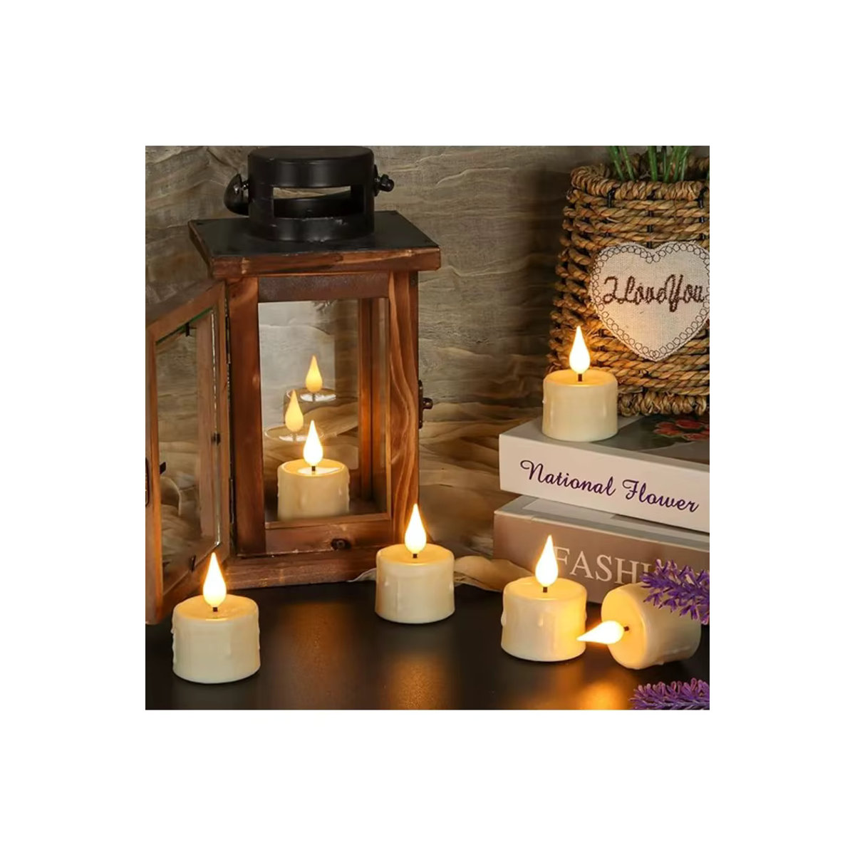 FREEPOWER Wiederaufladbare LED-Stumpenkerzen mit Fernbedienung in Beige, 12er Set, Zylindrische Flammenlose Kerzen aus Kunststoff - Bild 4
