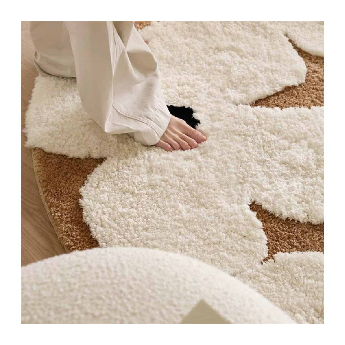 Freesia runder Teppich beige, weich und flauschig getuftet für Wohnzimmer, Schlafzimmer und Kinderzimmer - Bild 2