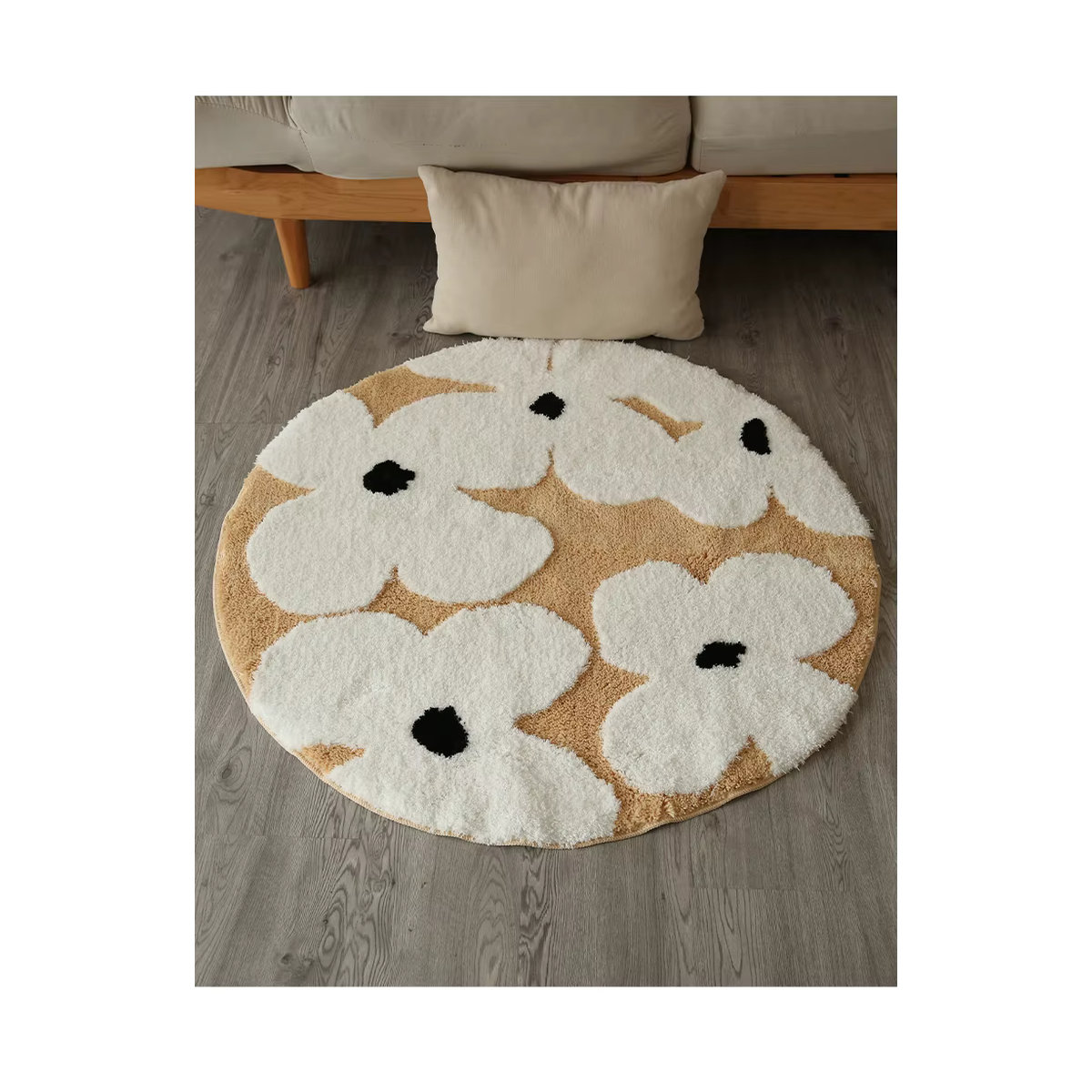 Freesia runder Teppich beige, weich und flauschig getuftet für Wohnzimmer, Schlafzimmer und Kinderzimmer - Bild 4