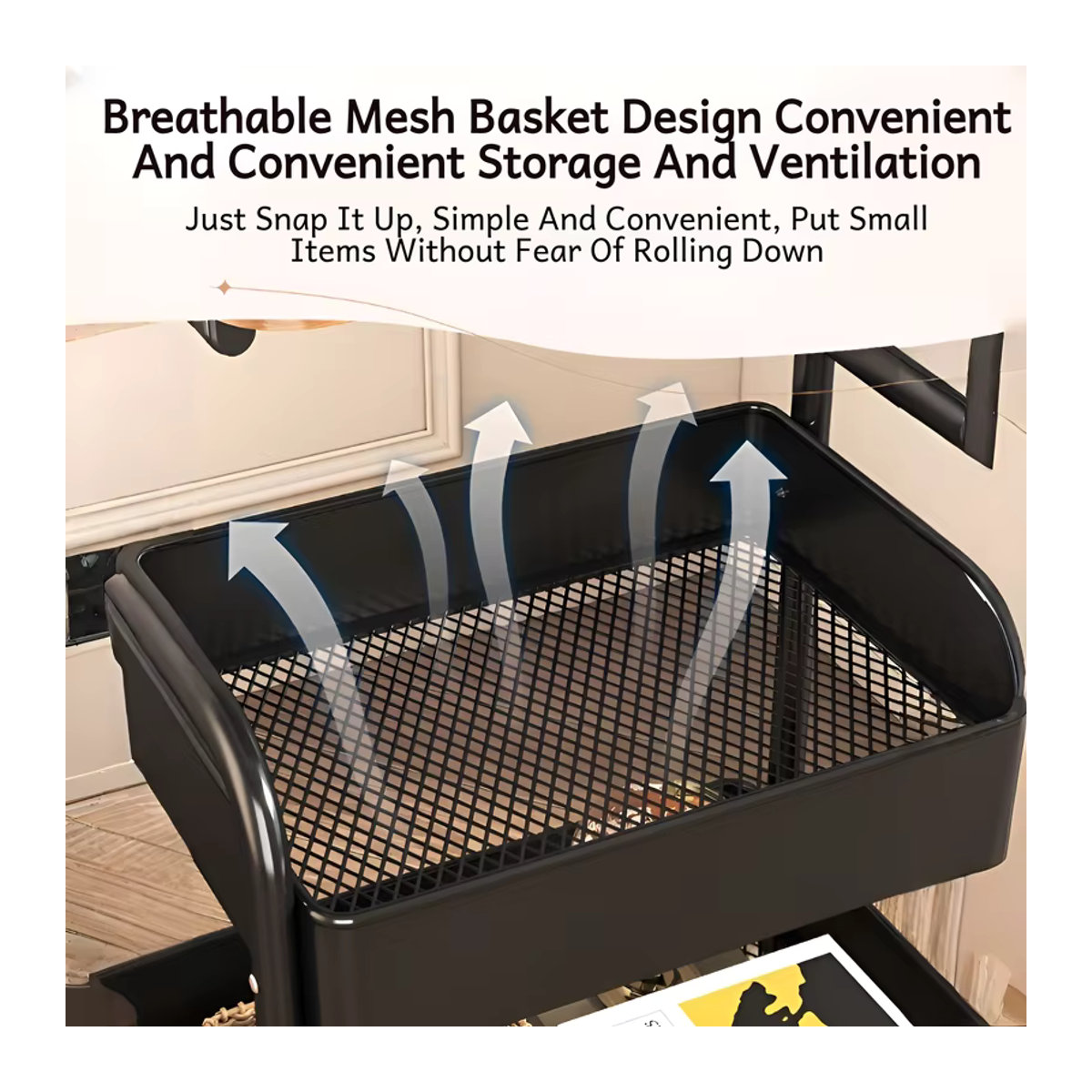 Freistehendes Lagerregal im Industrial-Design als beweglicher Trolley mit Rädern aus Holzwerkstoff und Metall, Weiß oder Braun - Bild 5