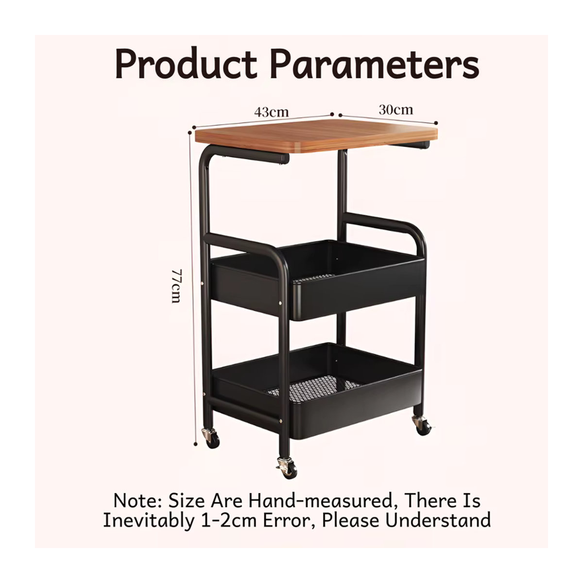 Freistehendes Lagerregal im Industrial-Design als beweglicher Trolley mit Rädern aus Holzwerkstoff und Metall, Weiß oder Braun - Bild 6