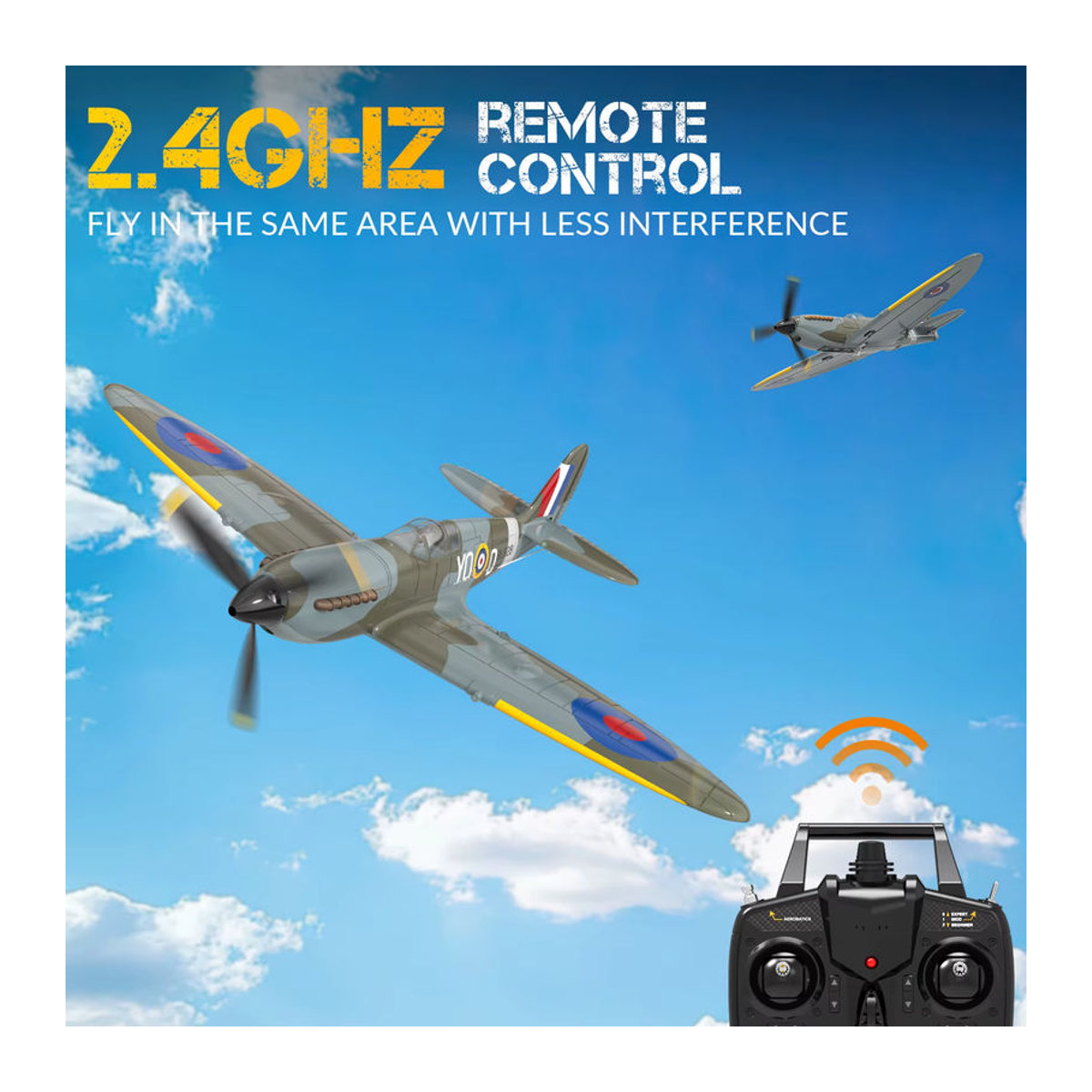 Fremego Spitfire RC Flugzeug 2,4G 4CH mit Xpilot Stabilisator und EPP Material, Bunt, Spannweite: 400 mm - Bild 2