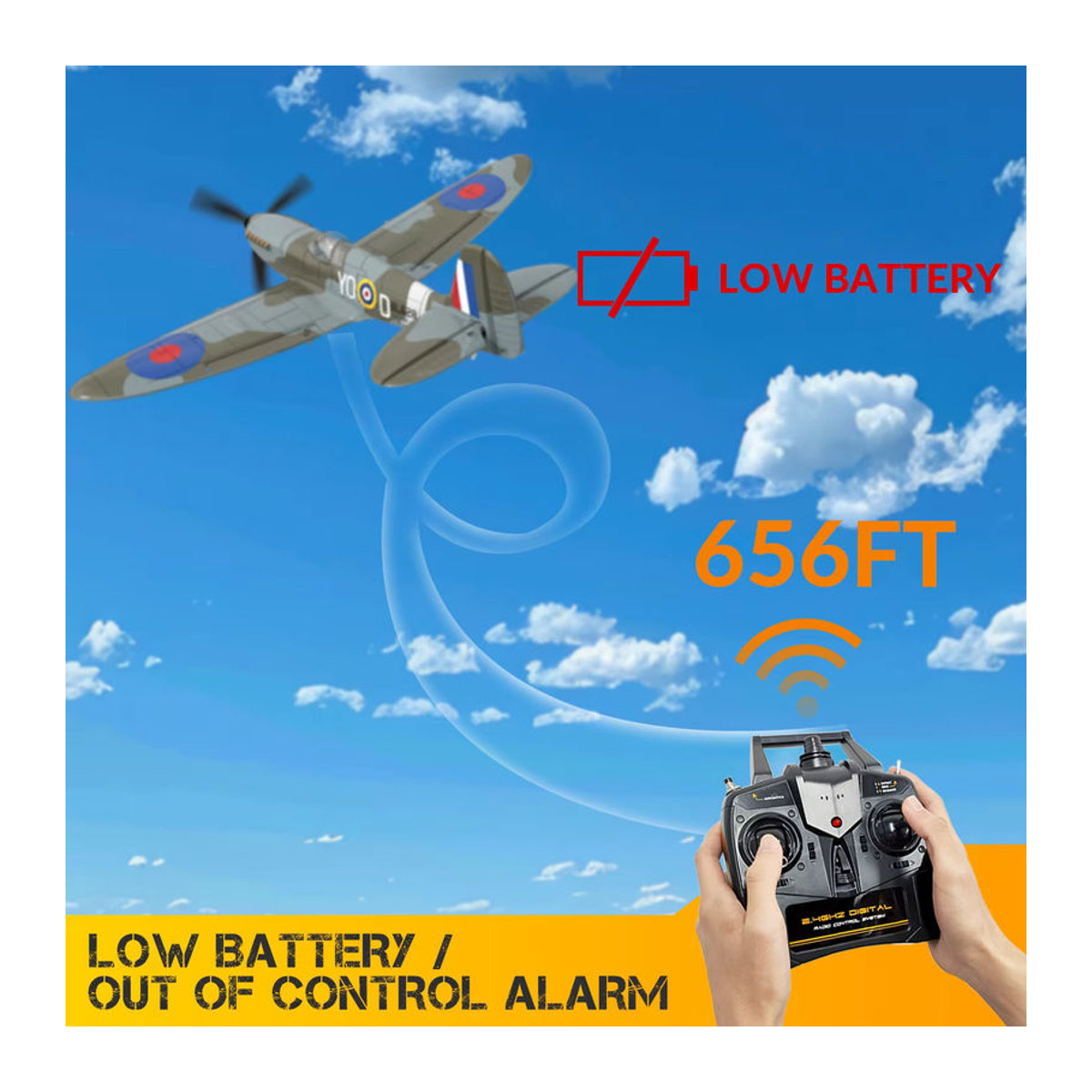 Fremego Spitfire RC Flugzeug 2,4G 4CH mit Xpilot Stabilisator und EPP Material, Bunt, Spannweite: 400 mm - Bild 4
