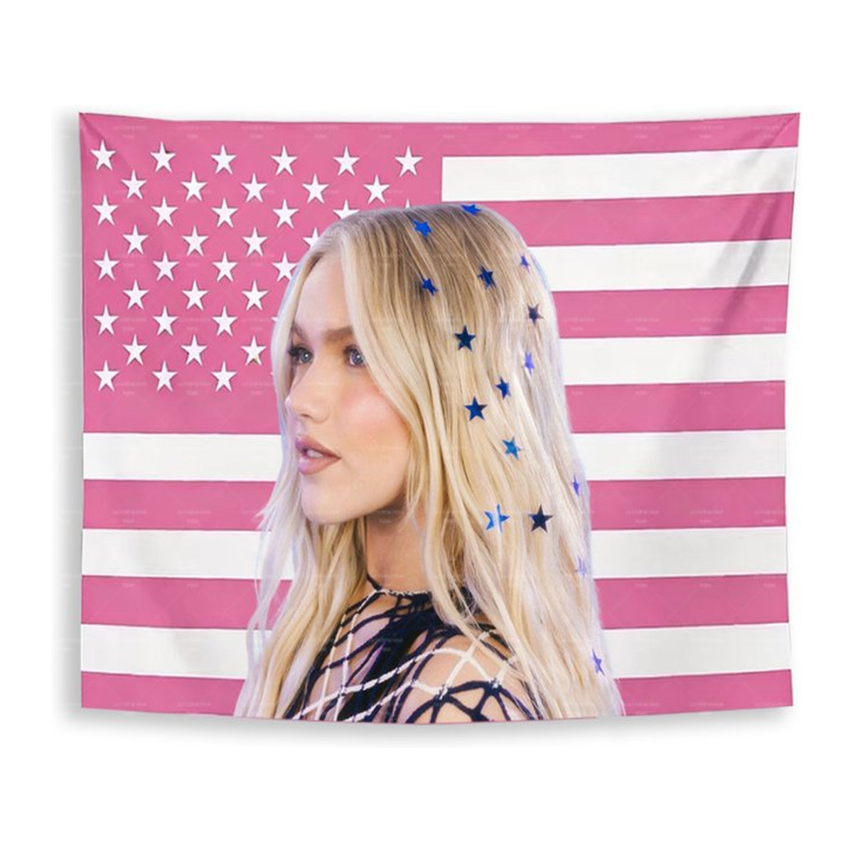 Freya Skye Wandteppich mit amerikanischer Flagge, mehrfarbiger Wandbehang aus Textil für dein Schlafzimmer, B/H: 60 x 60 cm - Bild 1