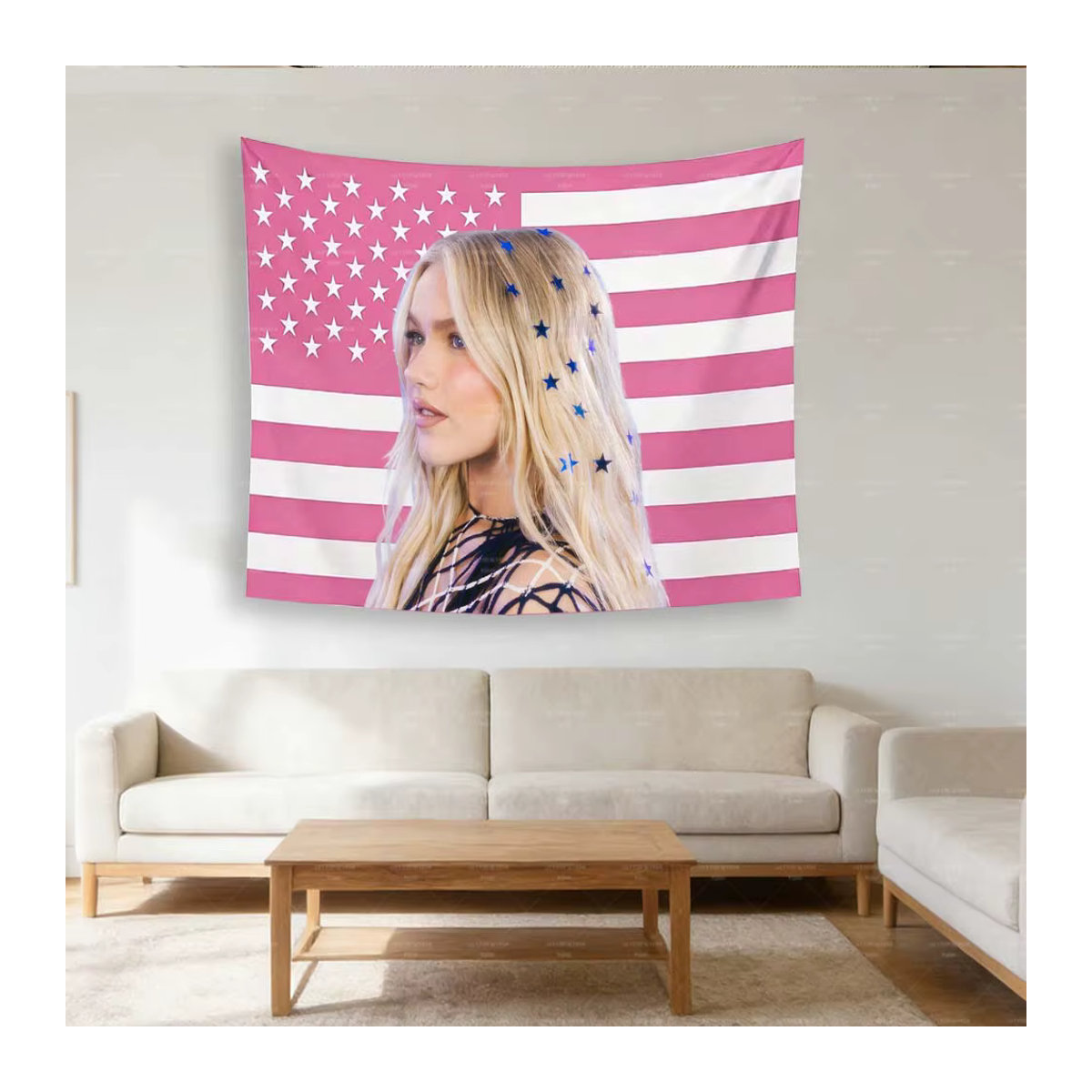 Freya Skye Wandteppich mit amerikanischer Flagge, mehrfarbiger Wandbehang aus Textil für dein Schlafzimmer, B/H: 60 x 60 cm - Bild 5