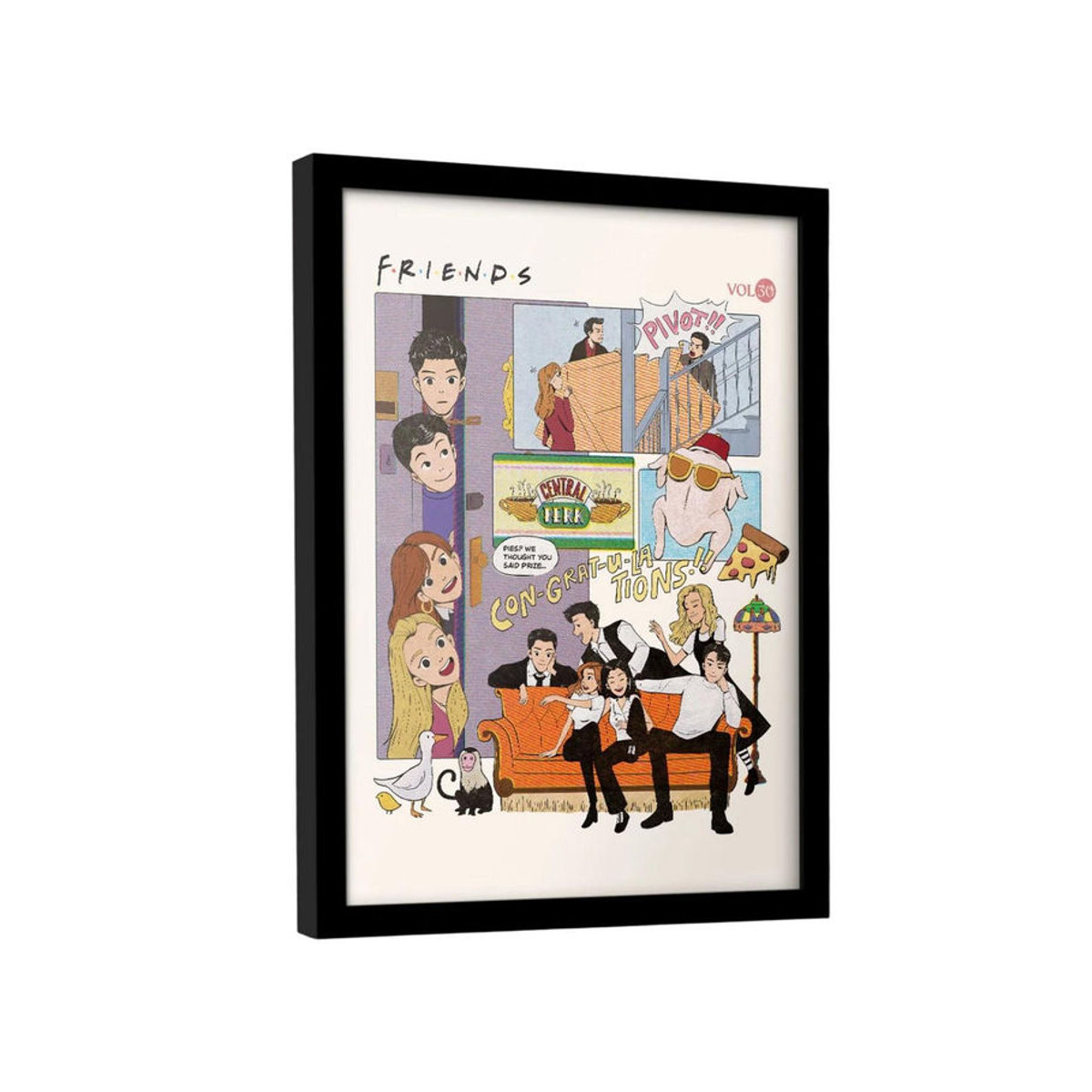 Friends 30 Jahre Comic Gerahmtes Poster in Schwarz, Breite: 40 cm - Bild 2