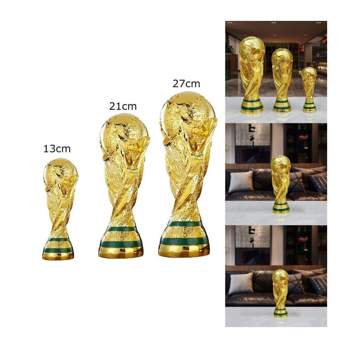 FrostFlora Herkules-Pokal FIFA Fußball-Weltmeisterschaft 2022 Dekorationsfigur in Gold aus Kunstharz und Metall, Höhe: 13 cm - Bild 4