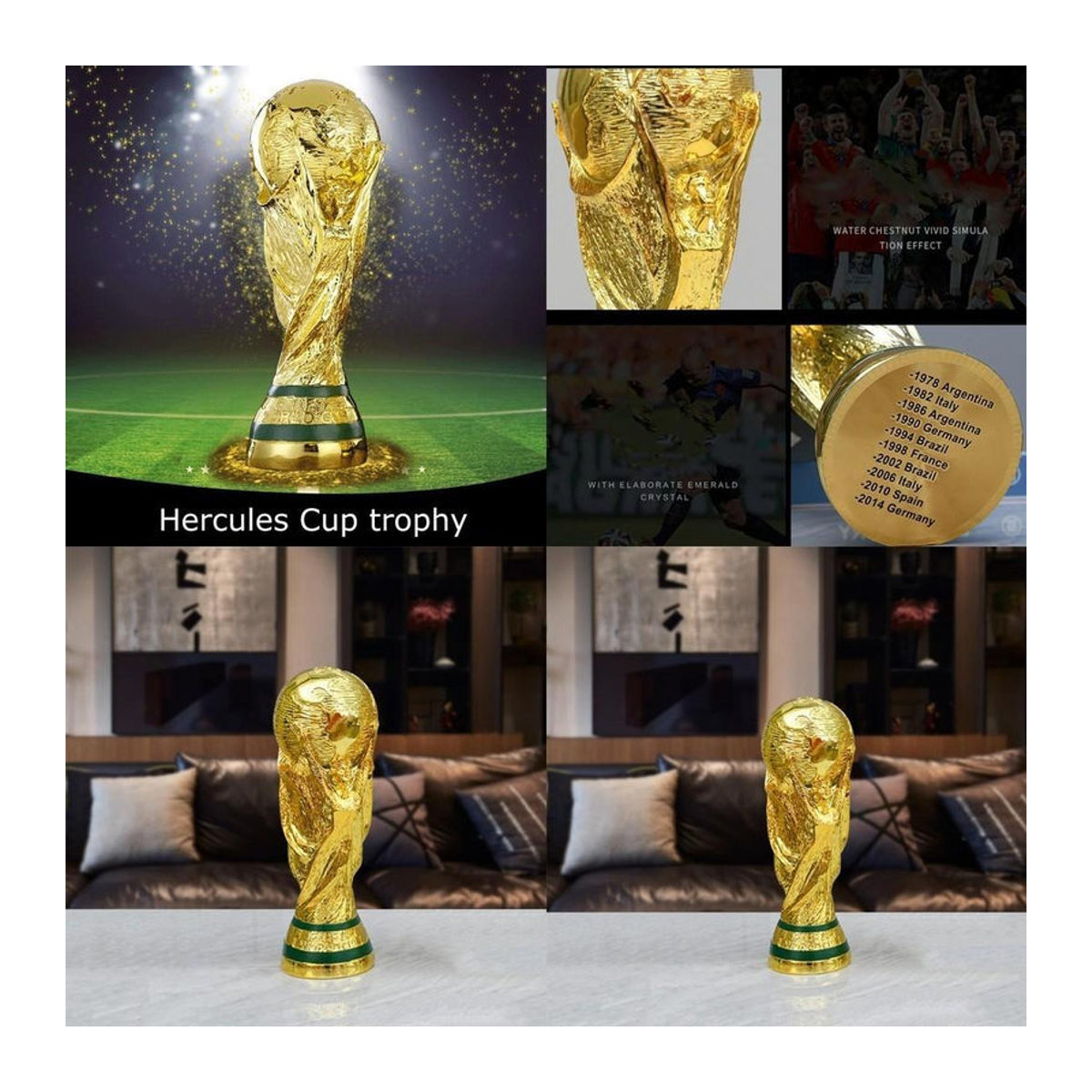 FrostFlora Herkules-Pokal FIFA Fußball-Weltmeisterschaft 2022 Dekorationsfigur in Gold aus Kunstharz und Metall, Höhe: 13 cm - Bild 5