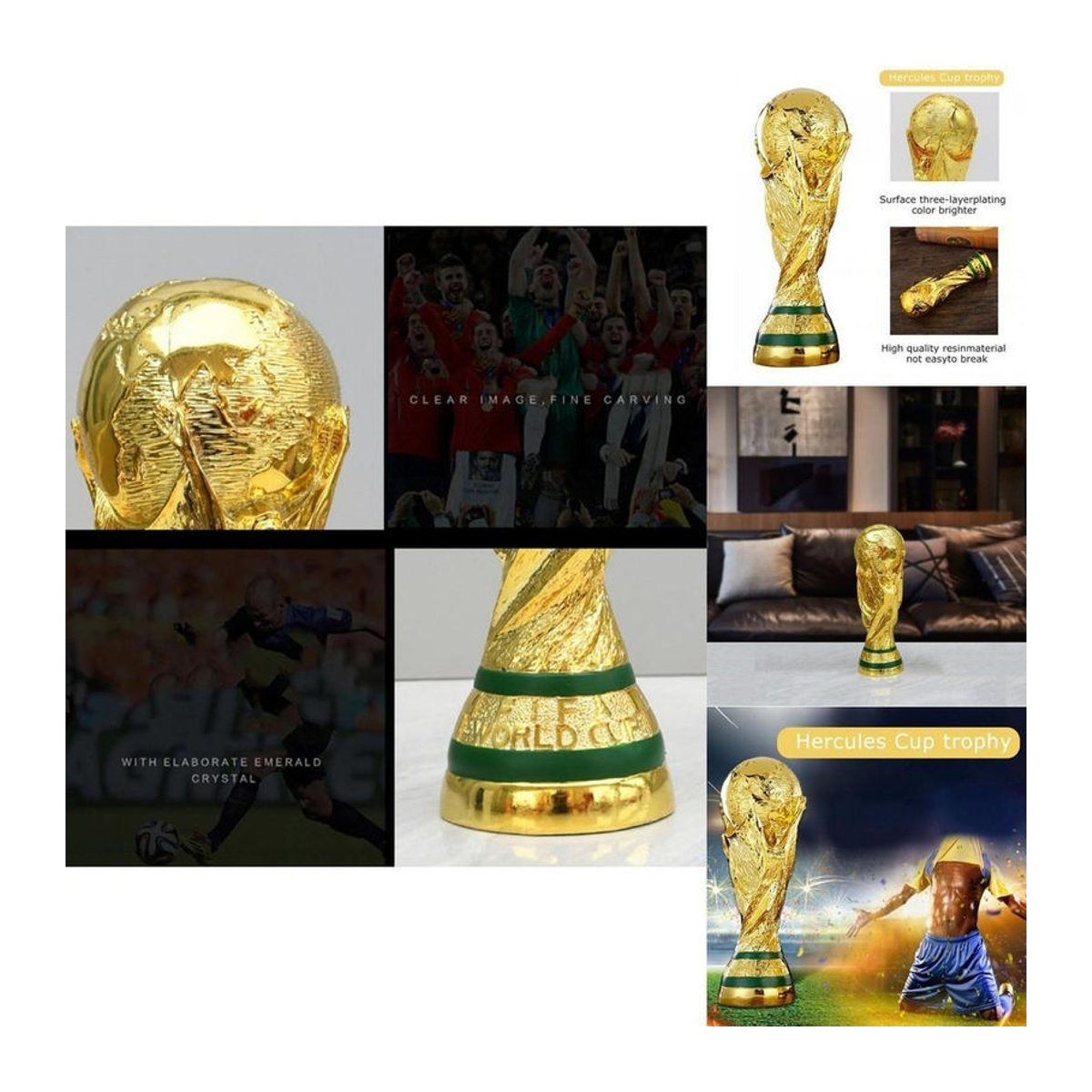 FrostFlora Herkules-Pokal FIFA Fußball-Weltmeisterschaft 2022 Katar Dekoration in Gold, Höhe: 27 cm - Bild 3