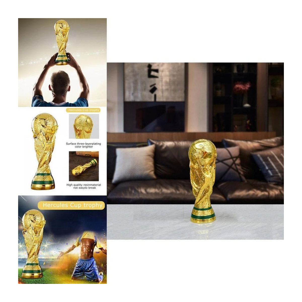 FrostFlora Herkules-Pokal FIFA Fußball-Weltmeisterschaft 2022 Katar Dekoration in Gold, Höhe: 27 cm - Bild 6
